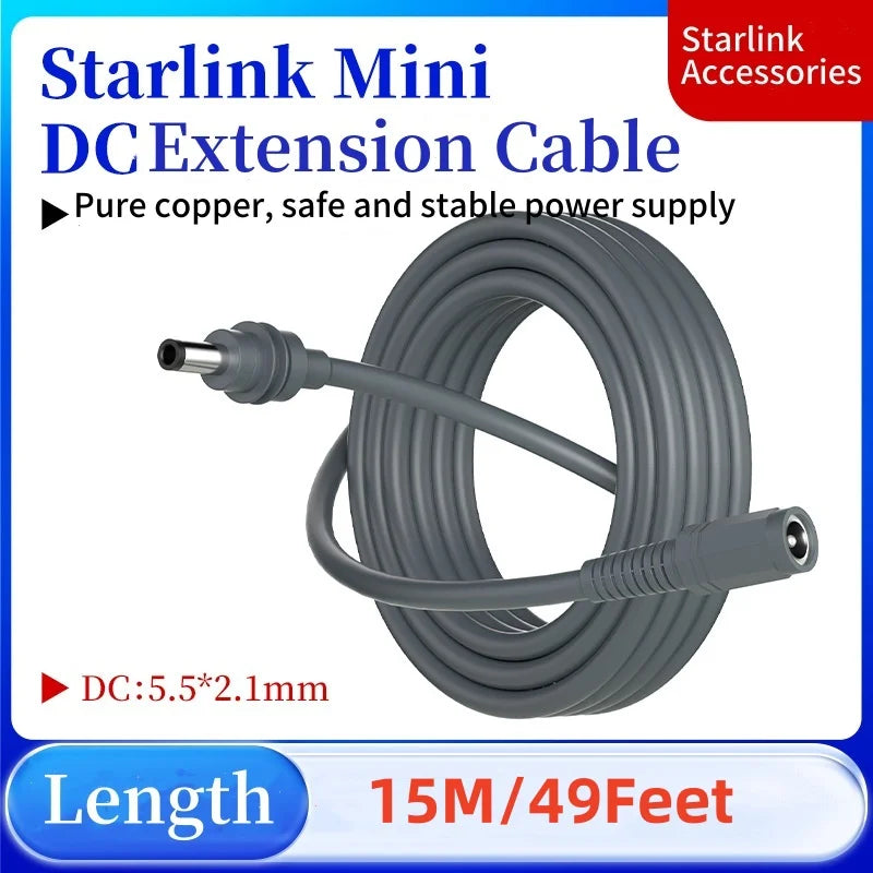 Starlink Mini DC Male To Female Adapter Cable Short Cable 0.5M 2M 3M 5M 10M 20M DC Power Extension Kabel For Starlink Mini V4