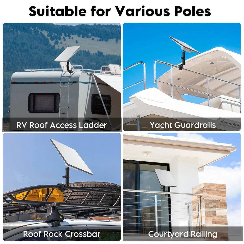EDUP SK0146 Starlink Mini Adjustable Clamp Mount Kit–Portable Aluminum Alloy Bracket for RV Camper Roof Rack Balcony–Tool-Free