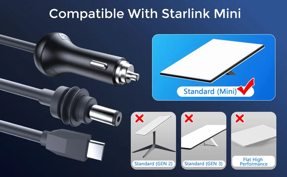 3 in 1 Starlink Mini Cable , High-Speed USB C/Car Charger/DC to DC Replacement Cable Power Cable Accessories