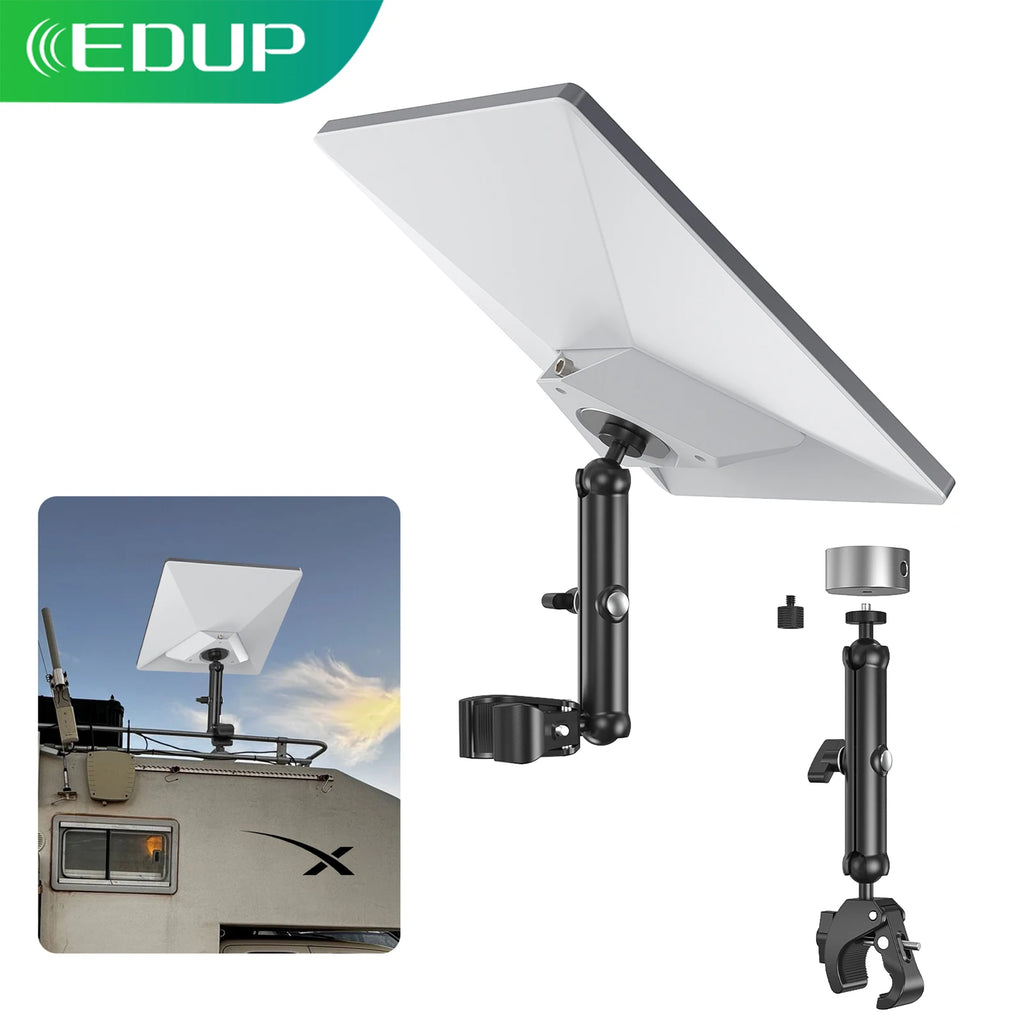 EDUP SK0146 Starlink Mini Adjustable Clamp Mount Kit–Portable Aluminum Alloy Bracket for RV Camper Roof Rack Balcony–Tool-Free