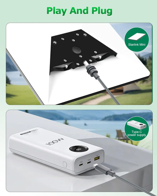2 in 1 Starlink Mini Cable USB-C and DC to DC Power 100W PD Cable for 3M Starlink Mini Waterproof Charging Cable