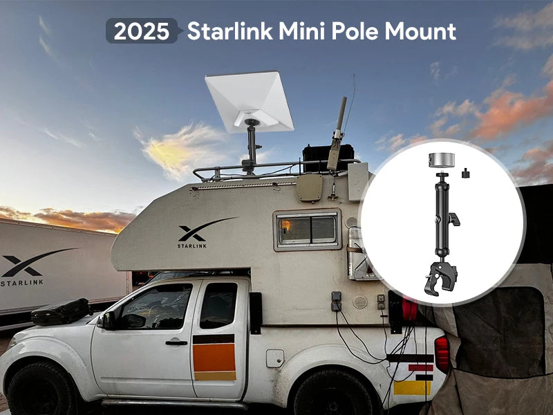EDUP SK0146 Starlink Mini Adjustable Clamp Mount Kit–Portable Aluminum Alloy Bracket for RV Camper Roof Rack Balcony–Tool-Free